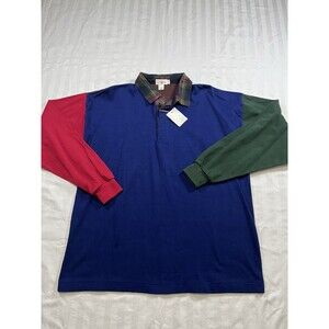 J.Crew Oarsman Men’s Medium Blue Green Red Colorblock Rugby Shirt Vintage New